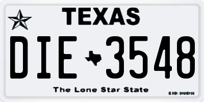 TX license plate DIE3548