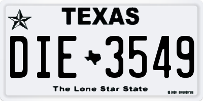 TX license plate DIE3549