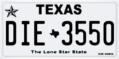 TX license plate DIE3550