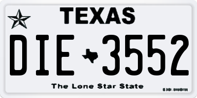 TX license plate DIE3552