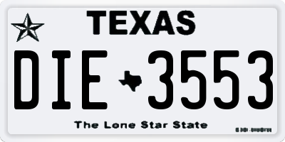 TX license plate DIE3553