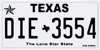 TX license plate DIE3554