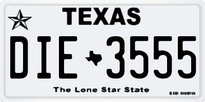 TX license plate DIE3555