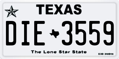 TX license plate DIE3559
