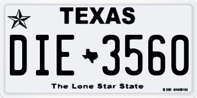 TX license plate DIE3560