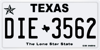 TX license plate DIE3562