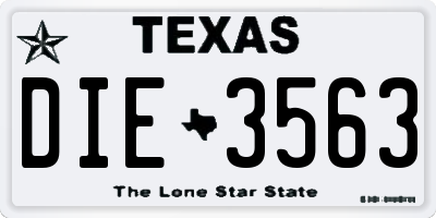 TX license plate DIE3563