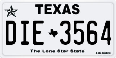 TX license plate DIE3564