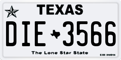 TX license plate DIE3566