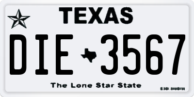 TX license plate DIE3567
