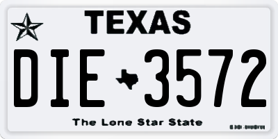 TX license plate DIE3572