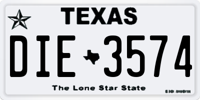 TX license plate DIE3574