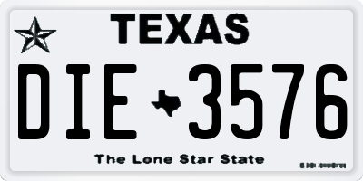 TX license plate DIE3576