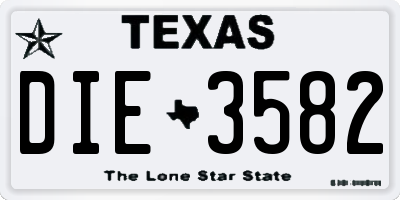 TX license plate DIE3582