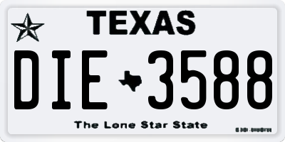 TX license plate DIE3588