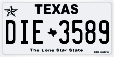 TX license plate DIE3589