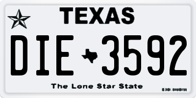 TX license plate DIE3592