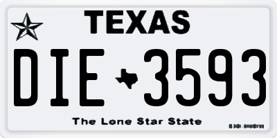 TX license plate DIE3593