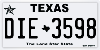 TX license plate DIE3598