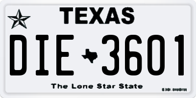 TX license plate DIE3601