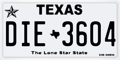 TX license plate DIE3604
