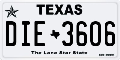 TX license plate DIE3606