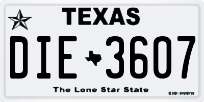 TX license plate DIE3607