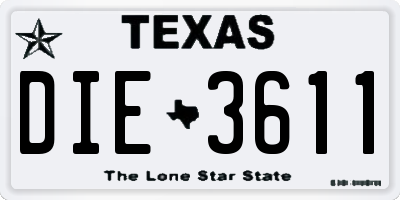 TX license plate DIE3611