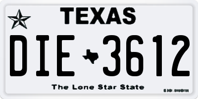 TX license plate DIE3612
