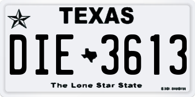 TX license plate DIE3613