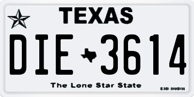 TX license plate DIE3614