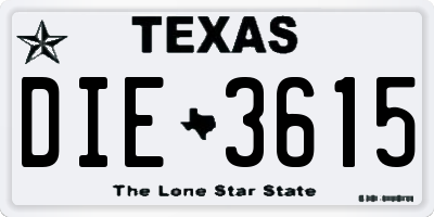 TX license plate DIE3615
