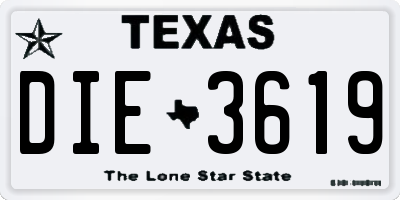 TX license plate DIE3619