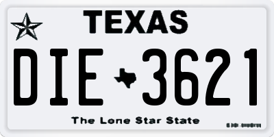 TX license plate DIE3621