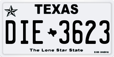 TX license plate DIE3623