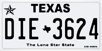 TX license plate DIE3624