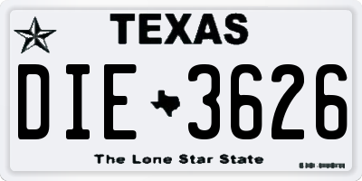 TX license plate DIE3626