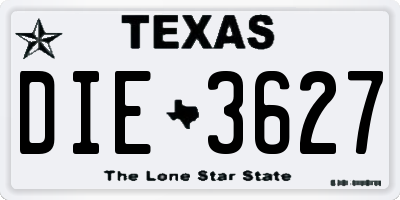 TX license plate DIE3627