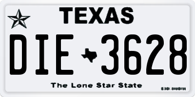 TX license plate DIE3628