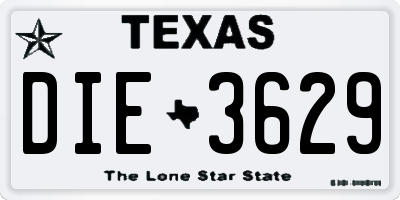 TX license plate DIE3629