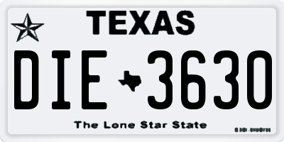 TX license plate DIE3630