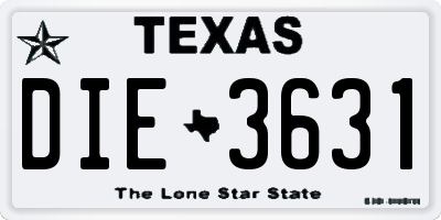 TX license plate DIE3631