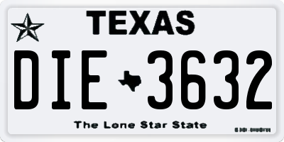 TX license plate DIE3632