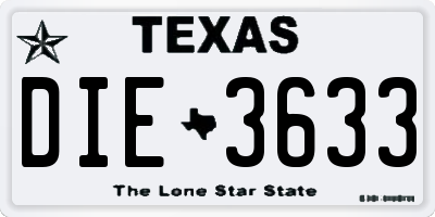 TX license plate DIE3633