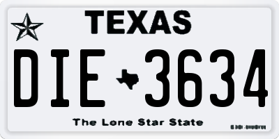 TX license plate DIE3634