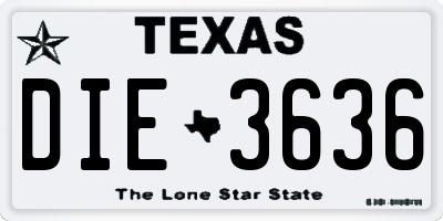 TX license plate DIE3636