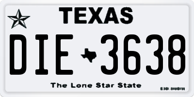 TX license plate DIE3638