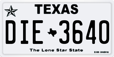 TX license plate DIE3640