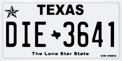 TX license plate DIE3641