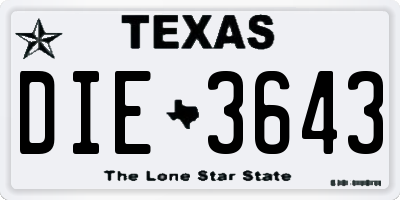 TX license plate DIE3643